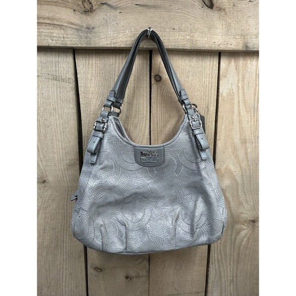 Coach Madison Maggie Stitched Gray Metallic Leather Bag No. F1126-18766 - Picture 16 of 16